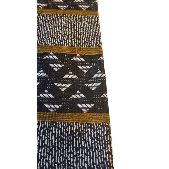 Vintage Les Impromptus Paris Tie Mens Black Geometric Stripes‎ Silk Long Necktie - Picture 2 of 11